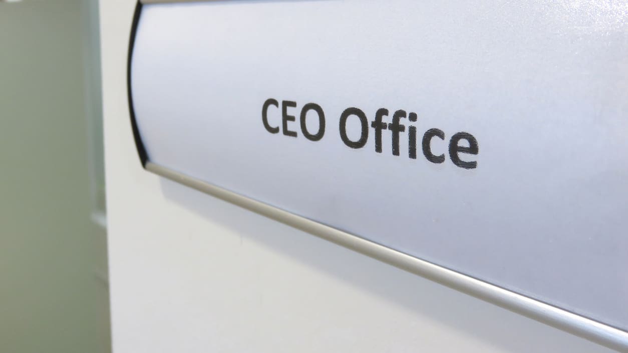 A sign that says ceo office on a wall.