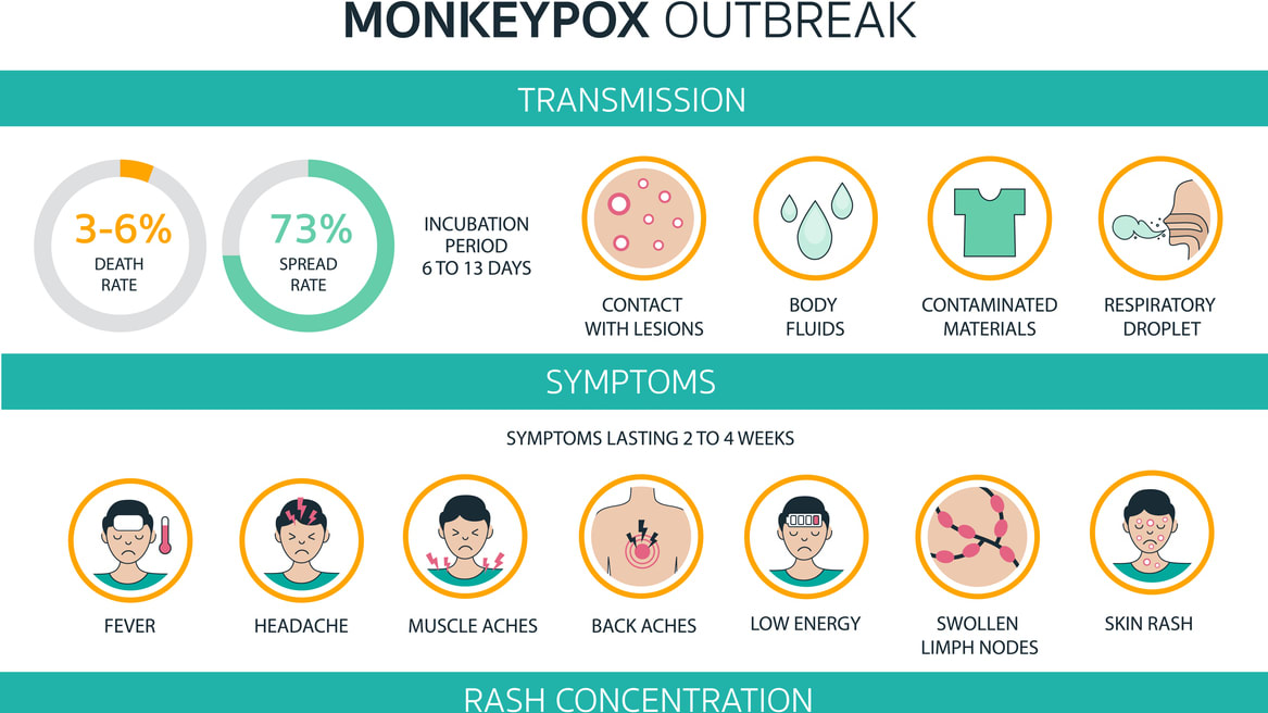 Monkeypox outbreak infographic.