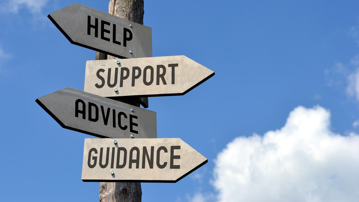 Help support advice guidance stock photo.