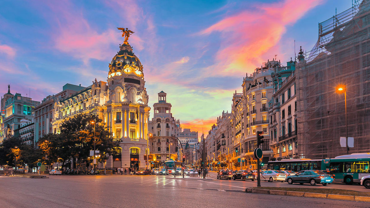 A city street in madrid, spain.