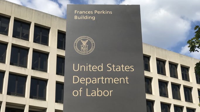 A sign for the united states department of labor.