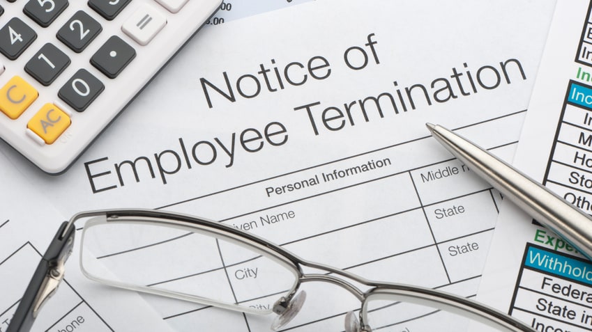 Notice of employee termination.