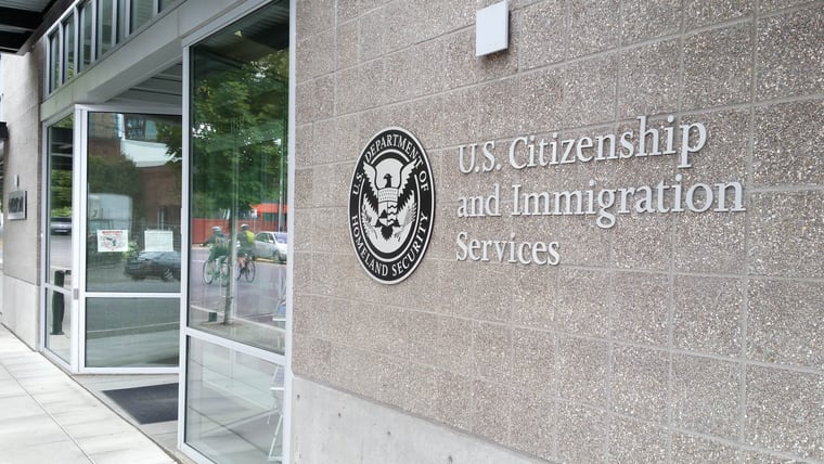 The entrance to the us immigration and naturalization services building.