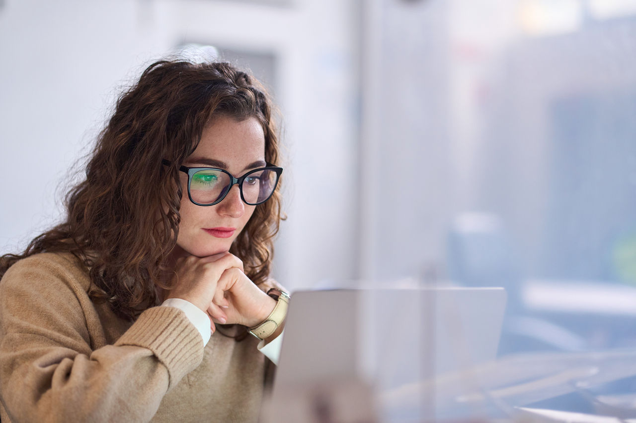 woman at computer in office