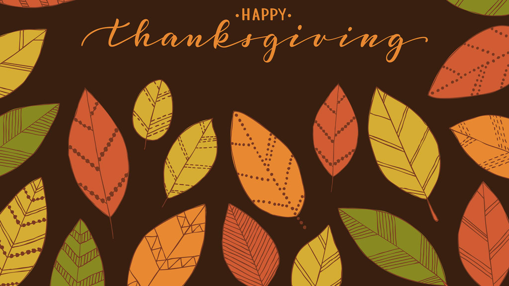 Happy thanksgiving background with colorful leaves.