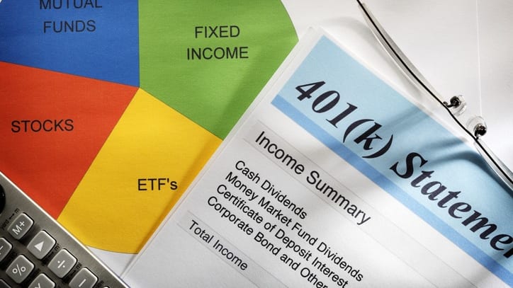 A piece of paper with a pie chart and a calculator.